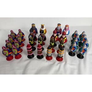Vintage Medieval Themed HandPainted Complete Chess Set MCM Ceramic Byron Molds